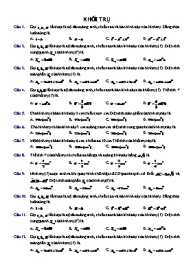 Bài tập trắc nghiệm Hình học 12 - Khối trụ